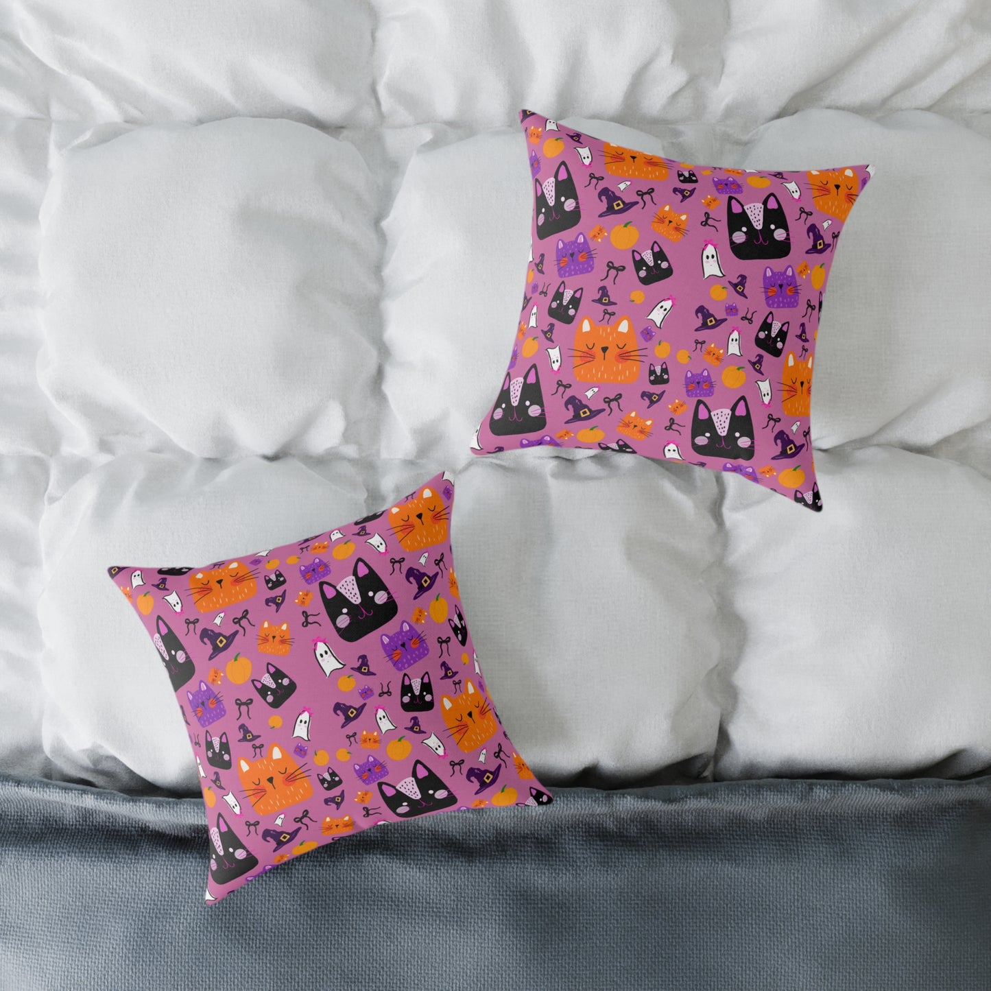 Halloween Cat Pillow, Cozy Home Decor, Pet Lover Gift, Fall Cushion, Spooky Cat Throw Pillow