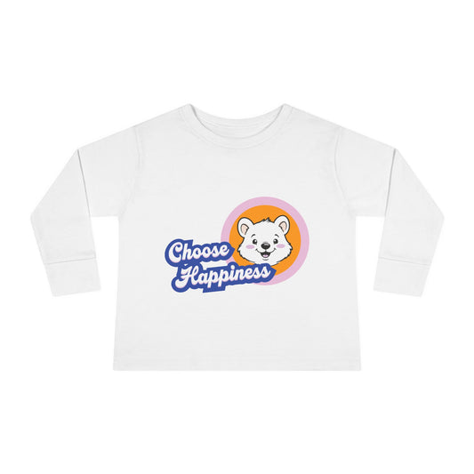 Toddler Long Sleeve Tee - Choose Happiness Quokka Shirt, Cute Kids Apparel, Toddler Gifts, Positive Vibes Merch, Baby Long Sleeve Top