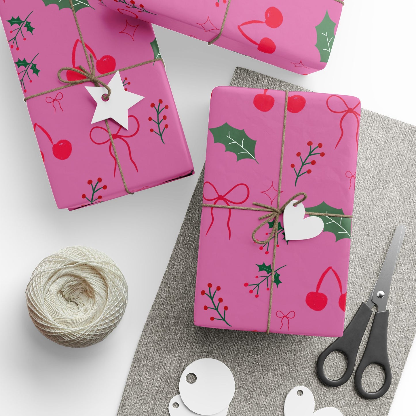Holiday Holly & Bows Wrapping Paper Roll