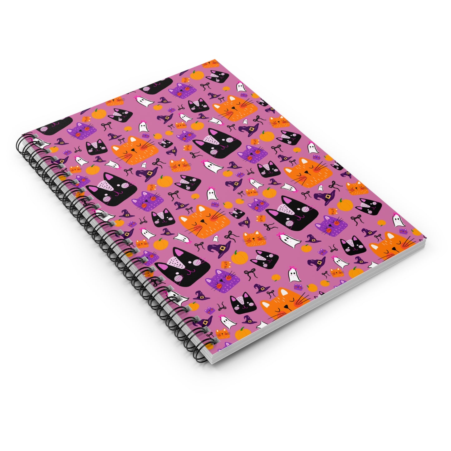Whimsical Cat-Themed Spiral Notebook - Perfect for Halloween, Cat Lovers, Journaling, Gift Idea, School Supplies