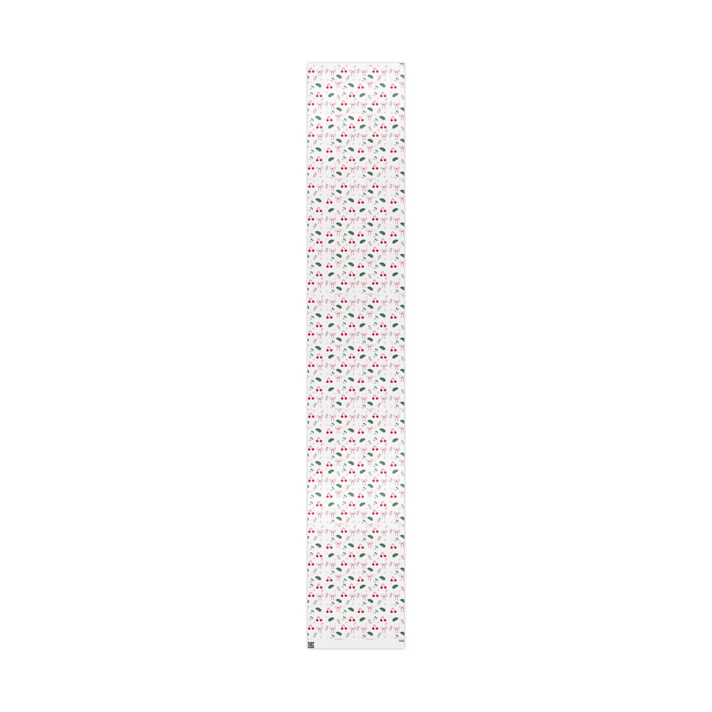 Holiday Holly & Bows Wrapping Paper Roll — Christmas Gift Wrap with Cherries and Holly Pattern