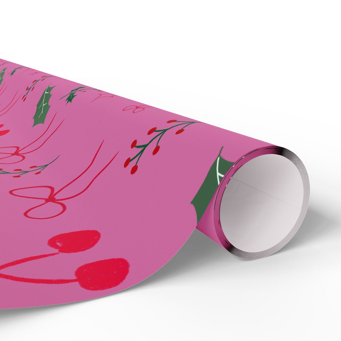 Holiday Holly & Bows Wrapping Paper Roll