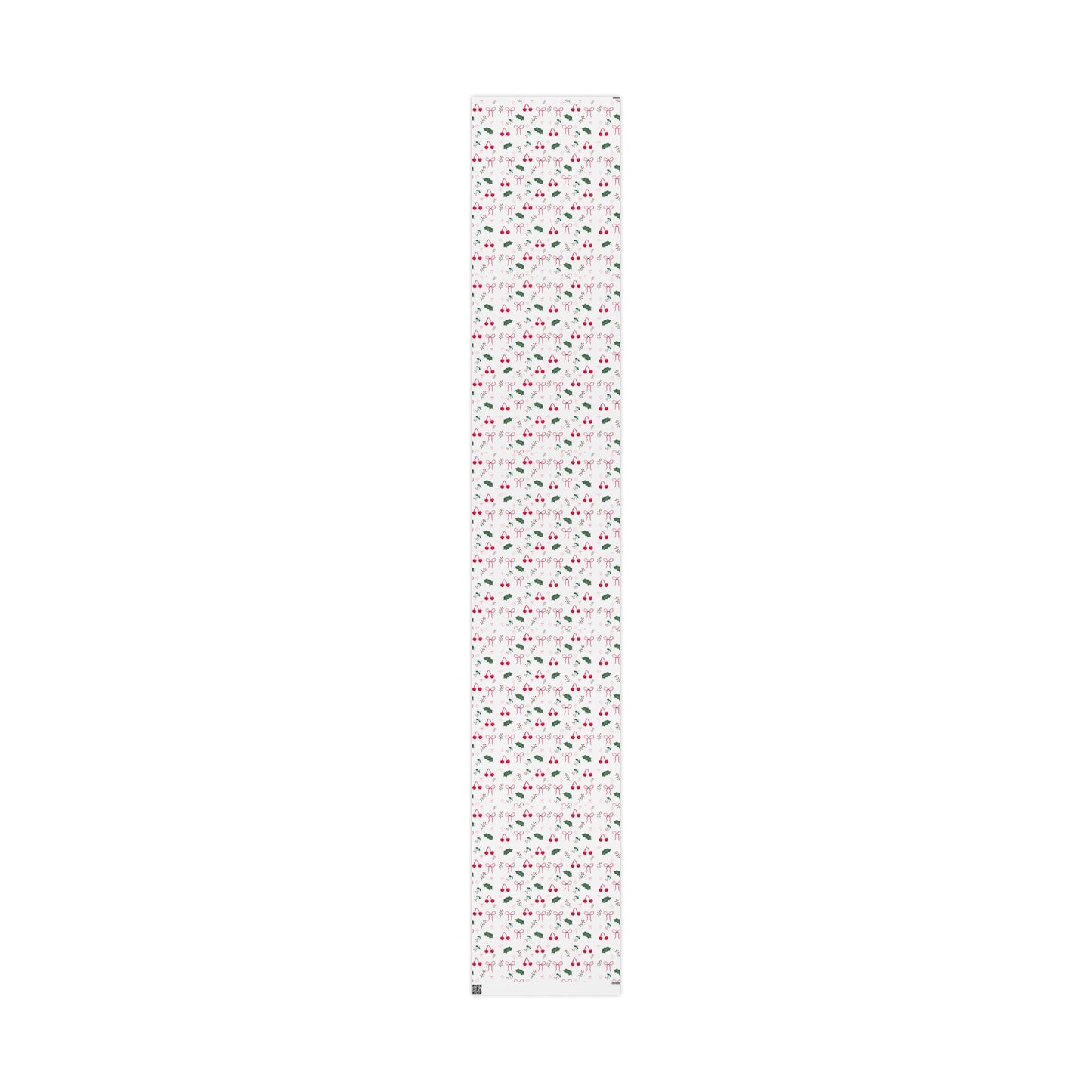 Holiday Holly & Bows Wrapping Paper Roll — Christmas Gift Wrap with Cherries and Holly Pattern