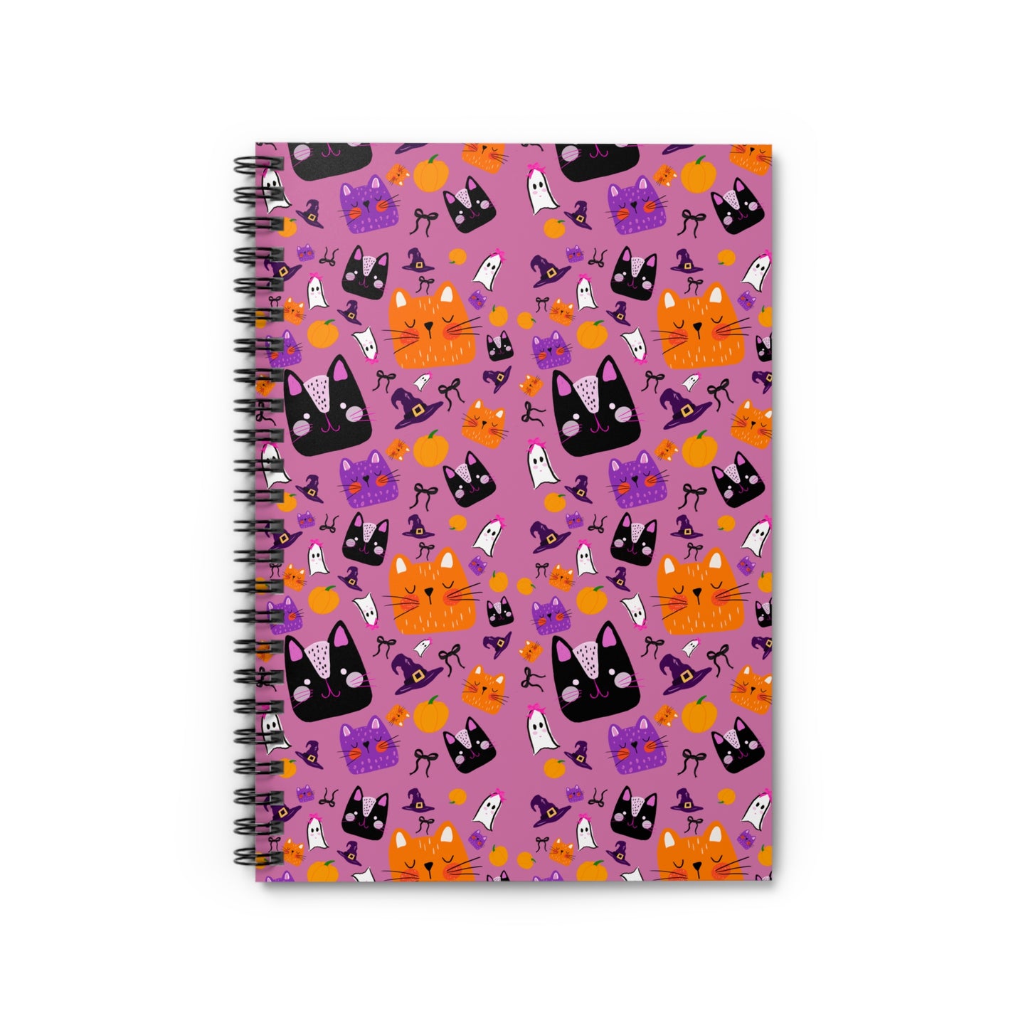 Whimsical Cat-Themed Spiral Notebook - Perfect for Halloween, Cat Lovers, Journaling, Gift Idea, School Supplies