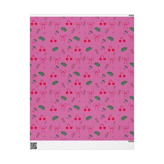 Holiday Holly & Bows Wrapping Paper Roll