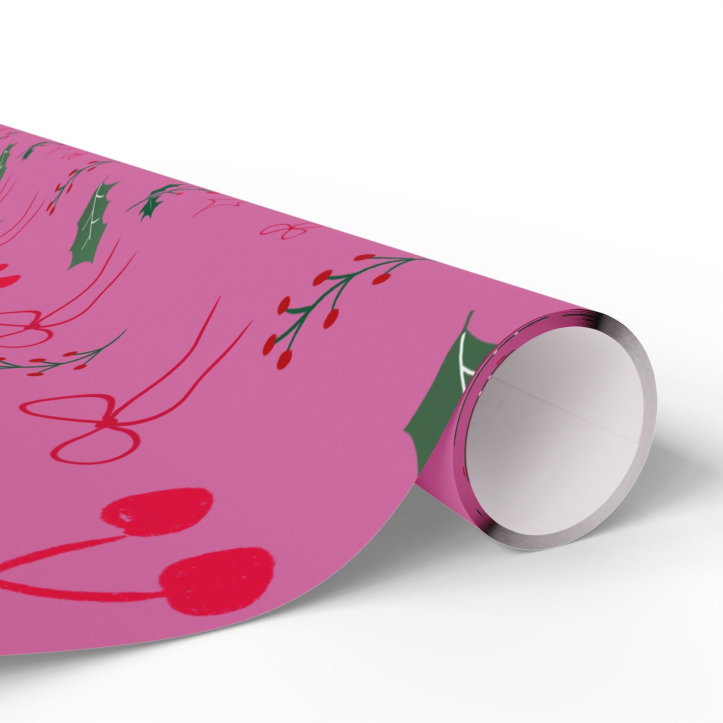 Holiday Holly & Bows Wrapping Paper Roll